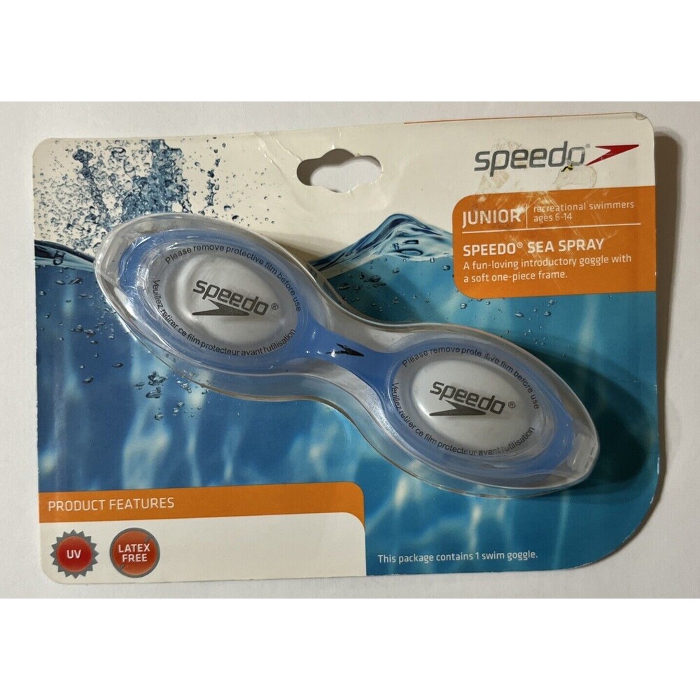 Speedo * Junior Glide Swimming Goggles * Ages 6-14 * Blue/Clear * Latex Free